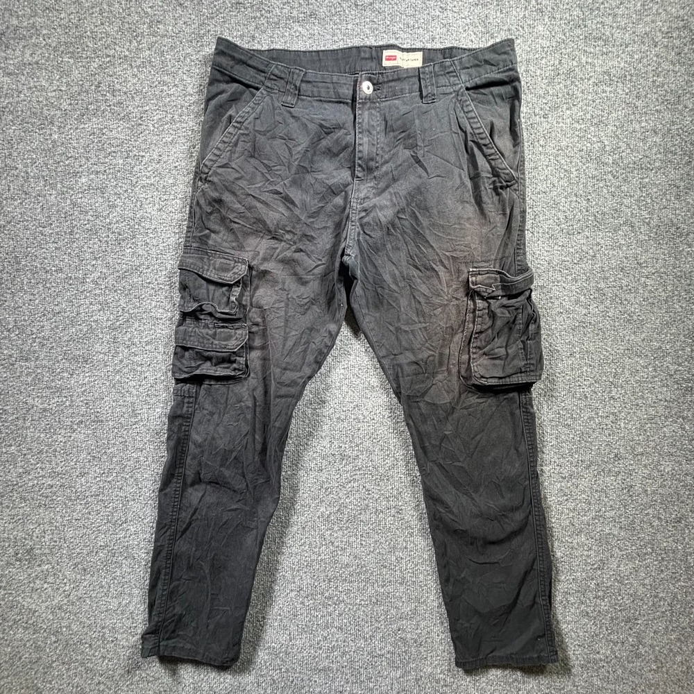 Wrangler Cargo Pants Men's 33x30 Dark Gray Multi-Pocket Tapered Tactical Utility